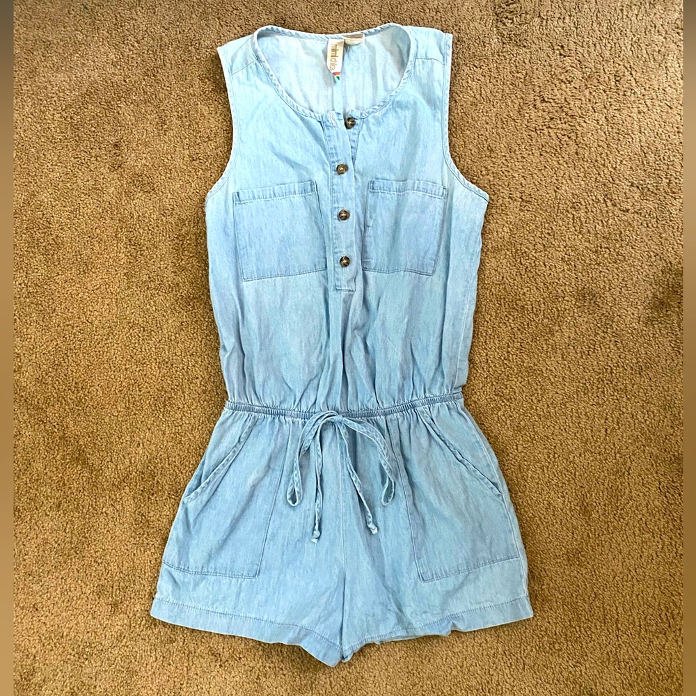 Denim Blue Shorts Romper by Mimi Chica